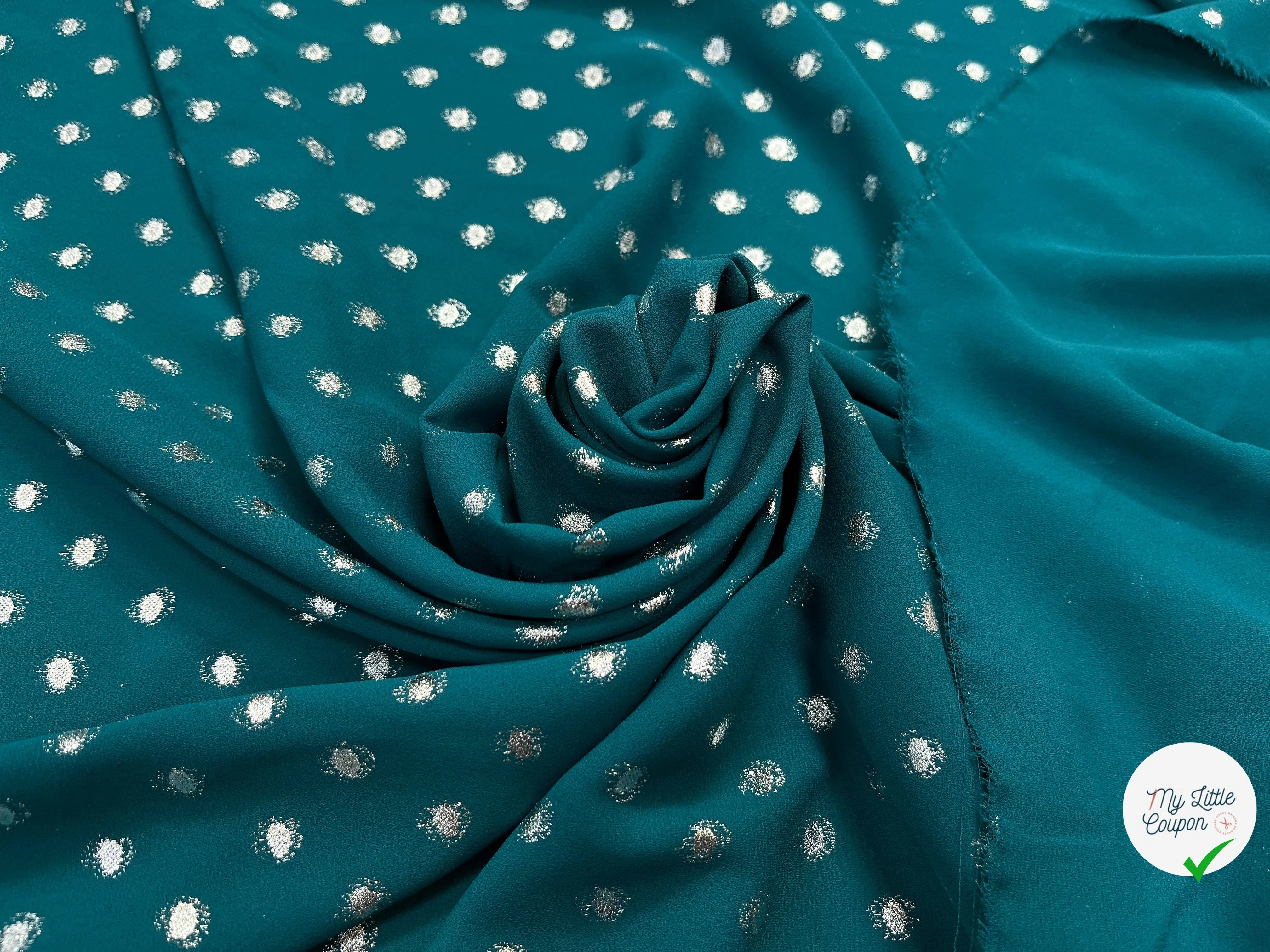 CREPE LUREX VERT CANARD POIS ARGENTÉ - My Little Coupon