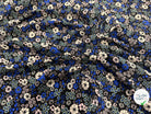 CREPE MAROCAIN 100% VISCSOE FLEURS FOND NOIR - My Little Coupon