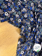 CREPE MAROCAIN 100% VISCSOE FLEURS FOND NOIR - My Little Coupon