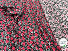 CRÊPE MAROCAIN FOND NOIR À FLEURS ROSES - My Little Coupon - tissu - coudre