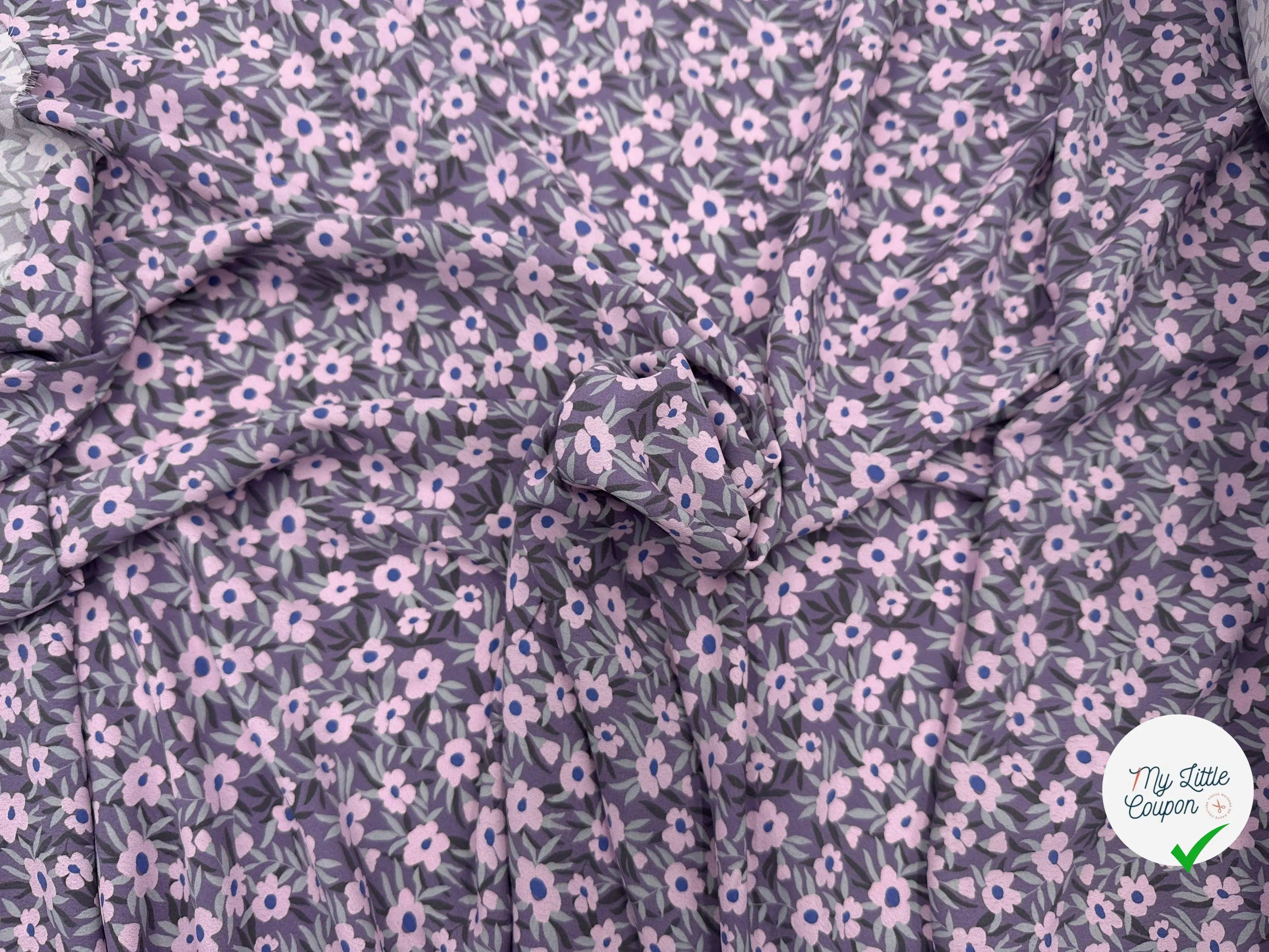 CRÊPE MAROCAIN VIOLET JARDIN FLEURI - My Little Coupon - tissu - coudre