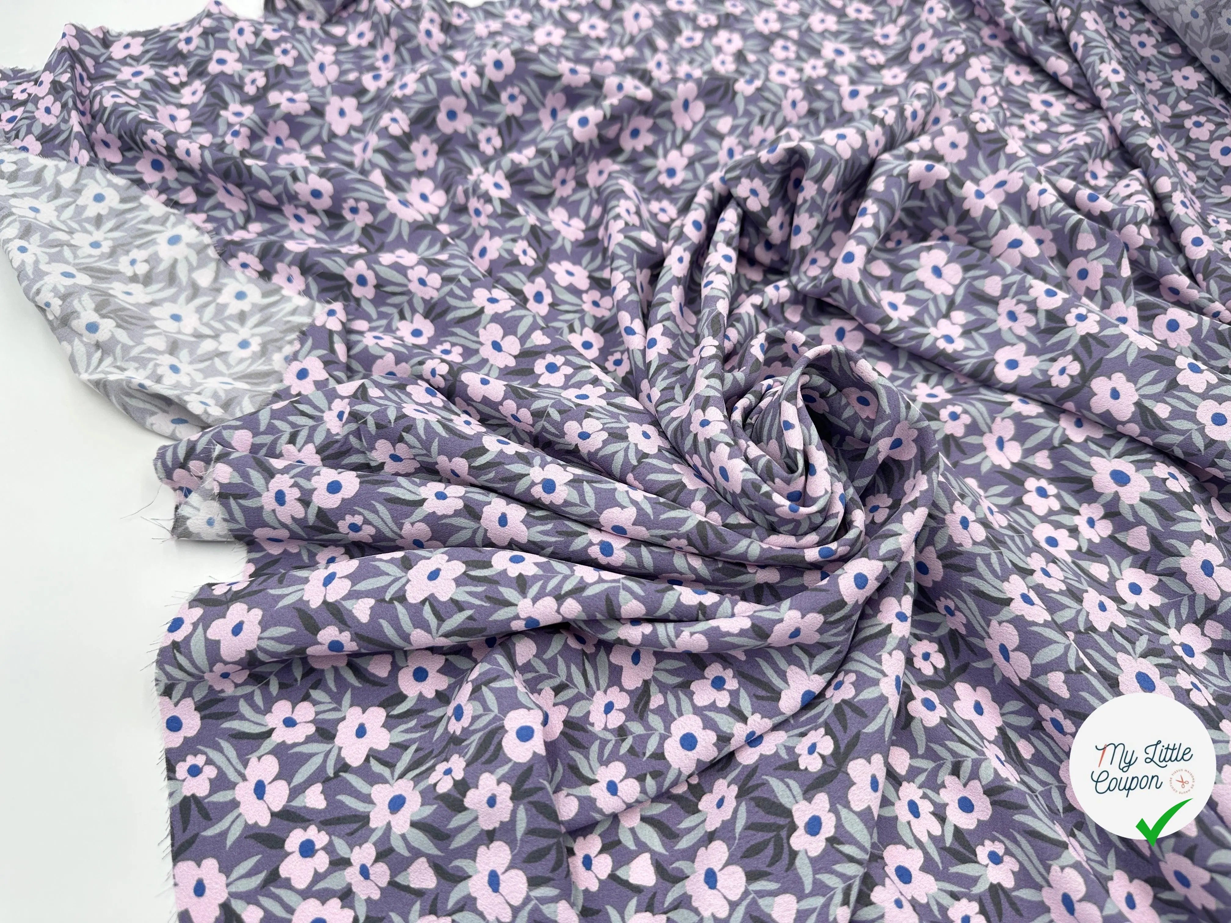 CRÊPE MAROCAIN VIOLET JARDIN FLEURI - My Little Coupon - tissu - coudre