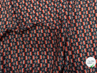 CREPE MAROCAIN VISCOSE QUALITÉ COMO NOIR FLORALIE ORANGE - My Little Coupon