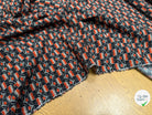 CREPE MAROCAIN VISCOSE QUALITÉ COMO NOIR FLORALIE ORANGE - My Little Coupon