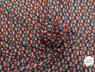 CREPE MAROCAIN VISCOSE QUALITÉ COMO NOIR FLORALIE ORANGE - My Little Coupon