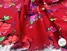 CREPE MAROCAIN VISCOSE ROUGE BOUQUET DE FLEURS MLC INTERN