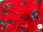 CREPE MAROCAIN VISCOSE ROUGE PAPILLONS & FLEURS MLC INTERN