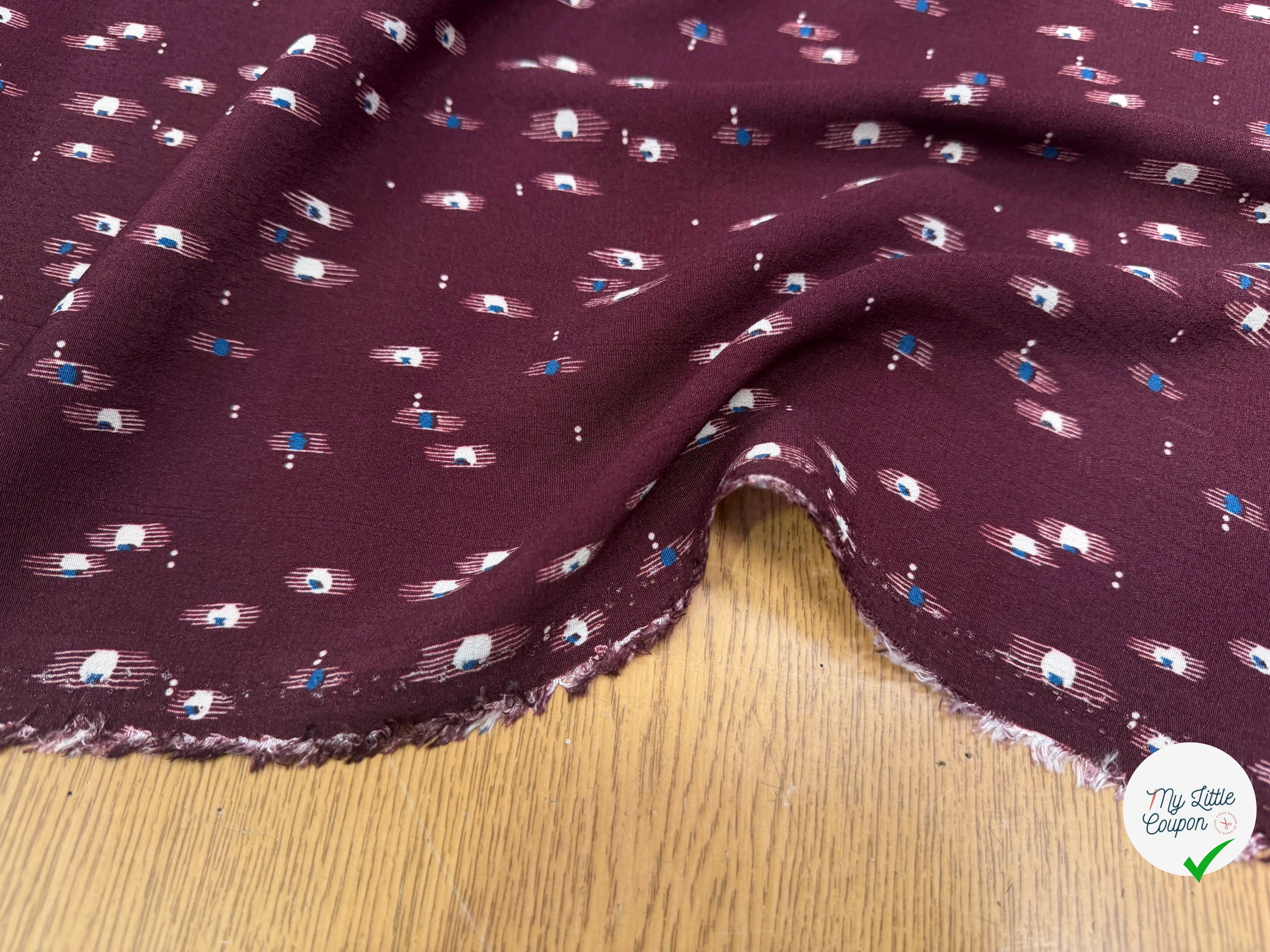 CREPE MAROCAINN VISCOSE BOURGUNDY MOTIF 1 - My Little Coupon