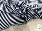 CREPE POLYESTER À RAYURES BLEU BLANCHE - My Little Coupon