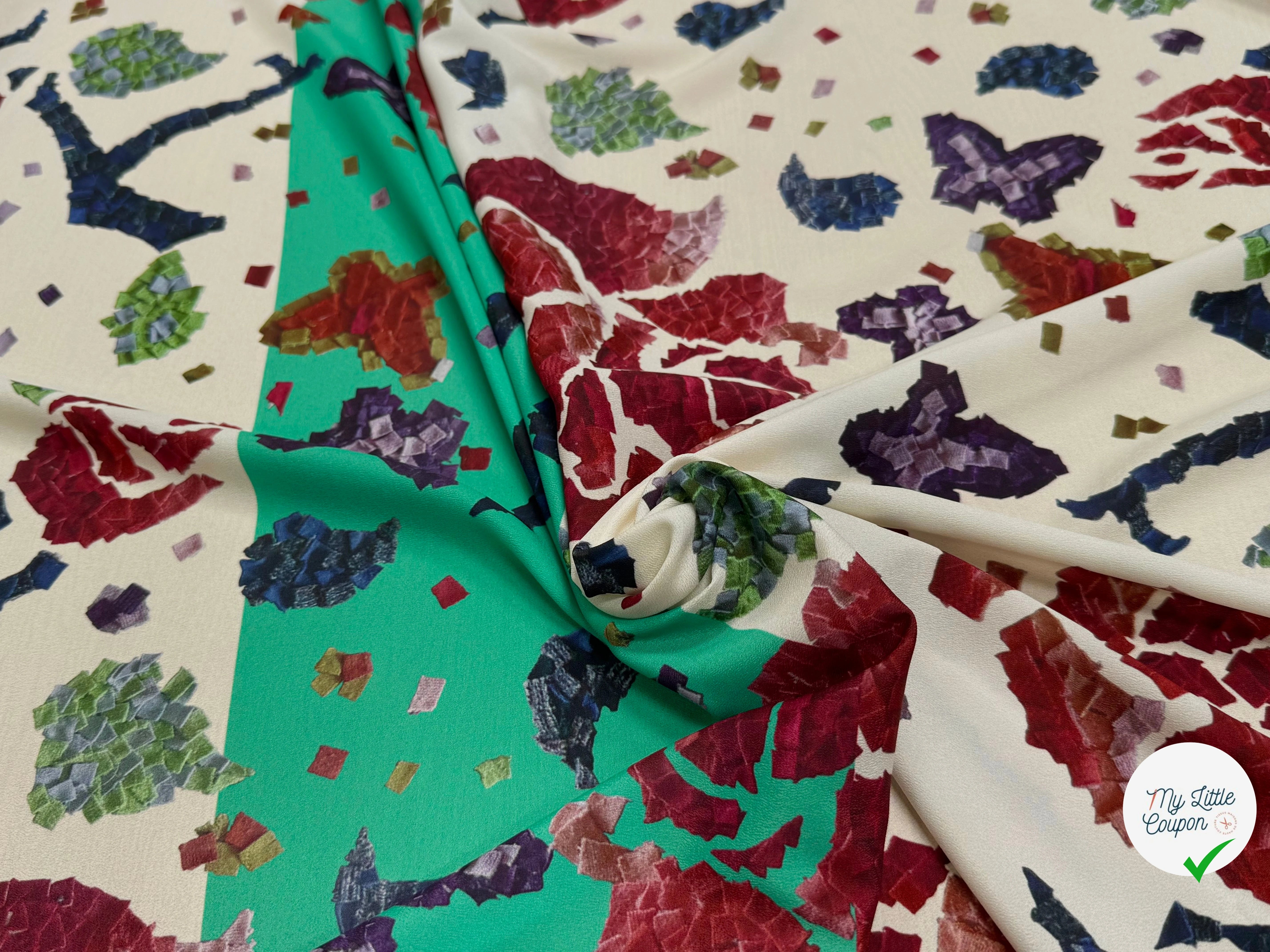 CRÊPE POLYESTER IMPRIMÉ FLORAL GROSSES FLEURS RAPPORT 68 CM CREPE SB GROSSES FLEURS - My Little Coupon