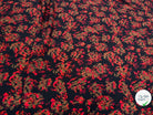 CREPE POLYESTER MOTIF MULTICOLORES SUR FOND NOIR - My Little Coupon
