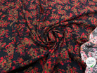 CREPE POLYESTER MOTIF MULTICOLORES SUR FOND NOIR - My Little Coupon