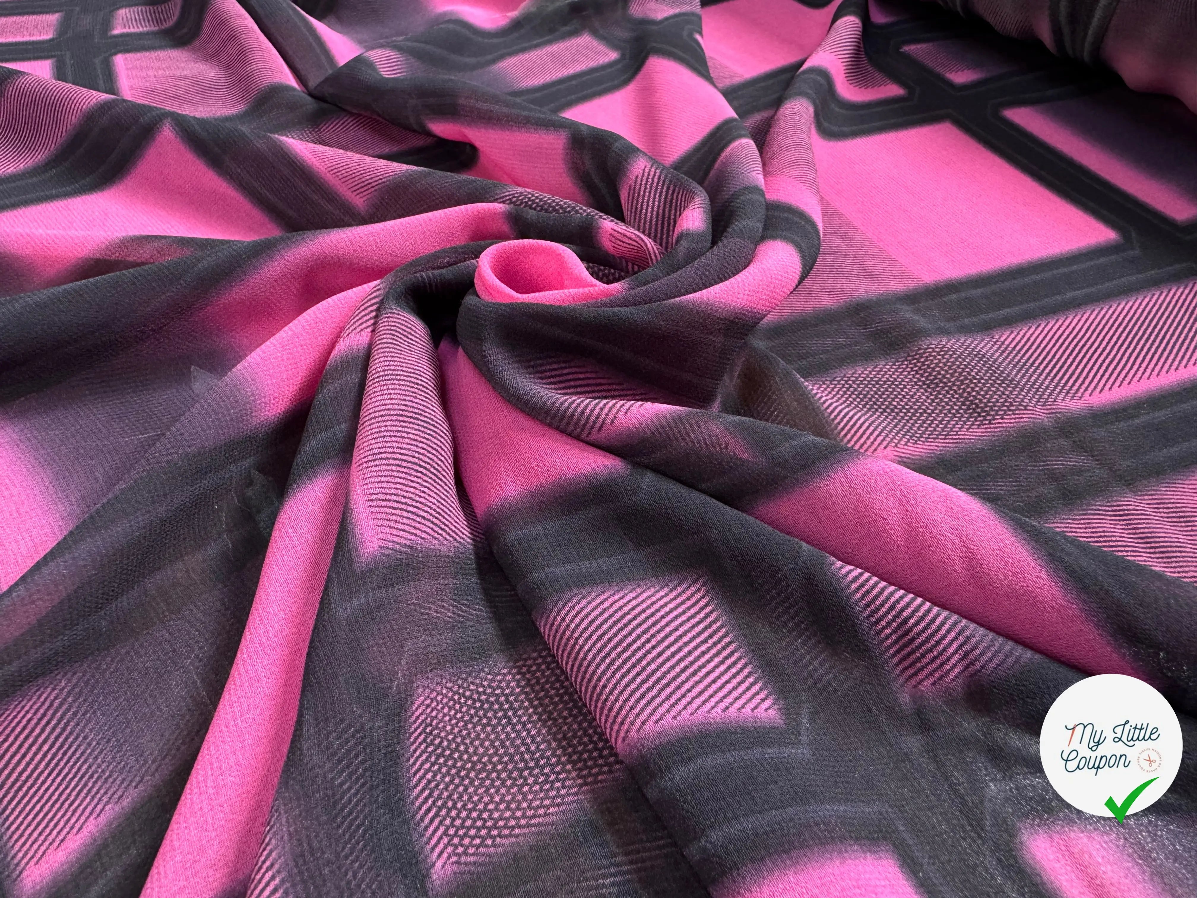 CREPE ROSE CARREAUX IRREGULIERS ROSE - My Little Coupon