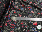 CREPE SATINÉ JOLIES FLEURS MULTICOLORS ROSE KAKI&BLEU - My Little Coupon