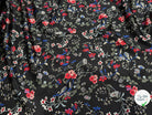 CREPE SATINÉ JOLIES FLEURS MULTICOLORS ROSE KAKI&BLEU - My Little Coupon