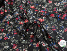 CREPE SATINÉ JOLIES FLEURS MULTICOLORS ROSE KAKI&BLEU - My Little Coupon