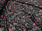CREPE SATINÉ JOLIES FLEURS MULTICOLORS ROSE KAKI&BLEU - My Little Coupon