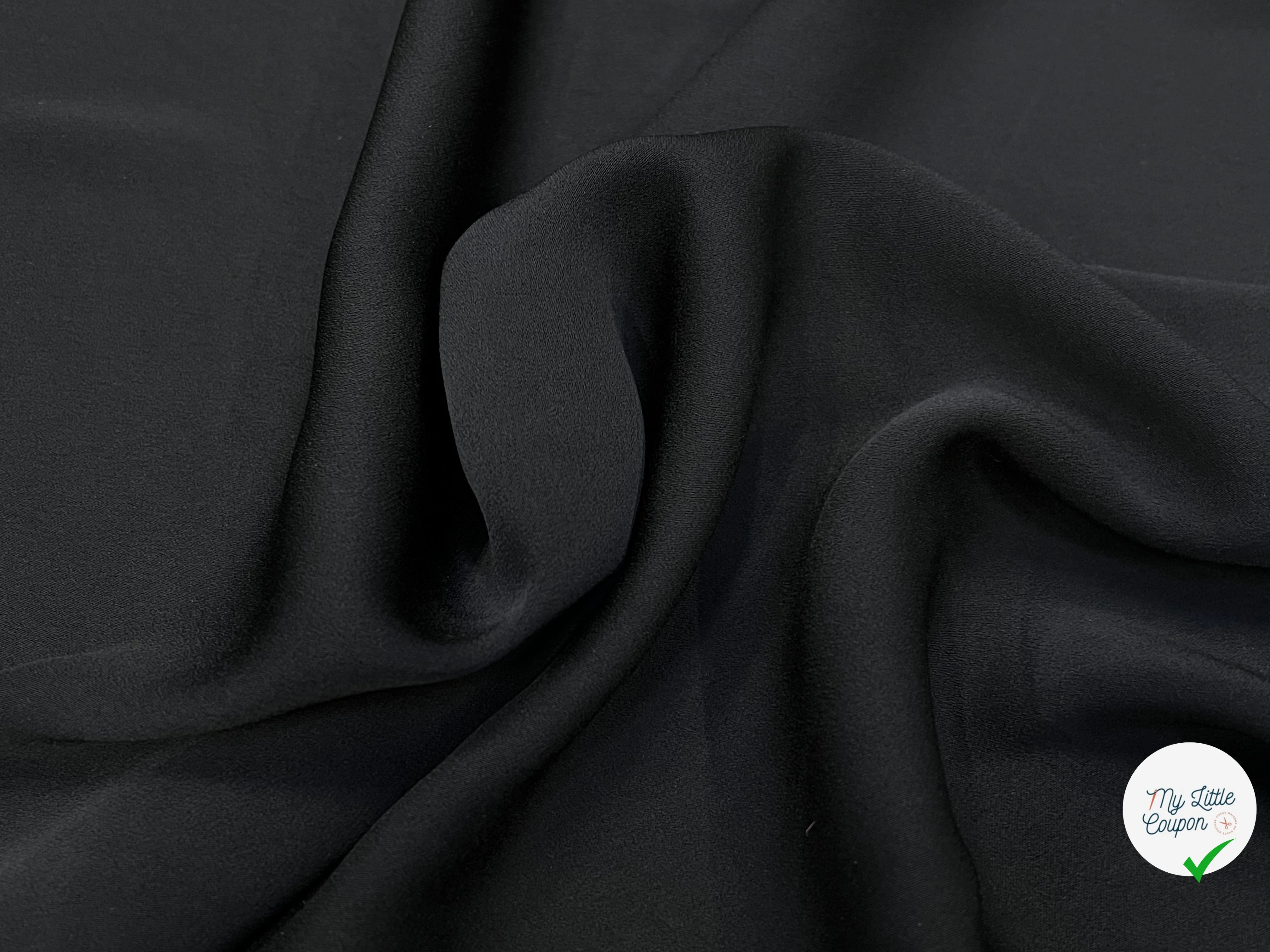 CREPE SATINÉ LOURD FLUIDE NOIR 140CM - My Little Coupon