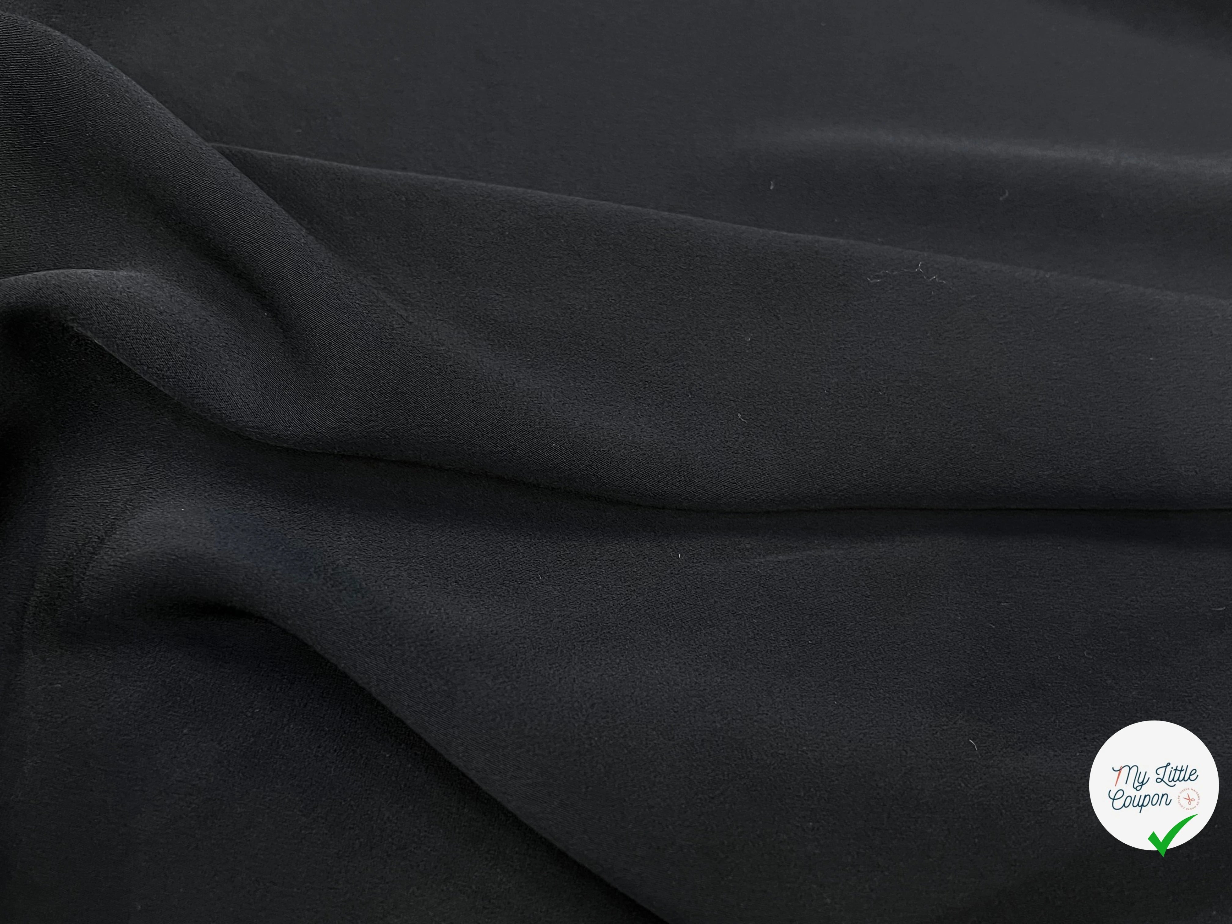 CREPE SATINÉ LOURD FLUIDE NOIR 140CM - My Little Coupon