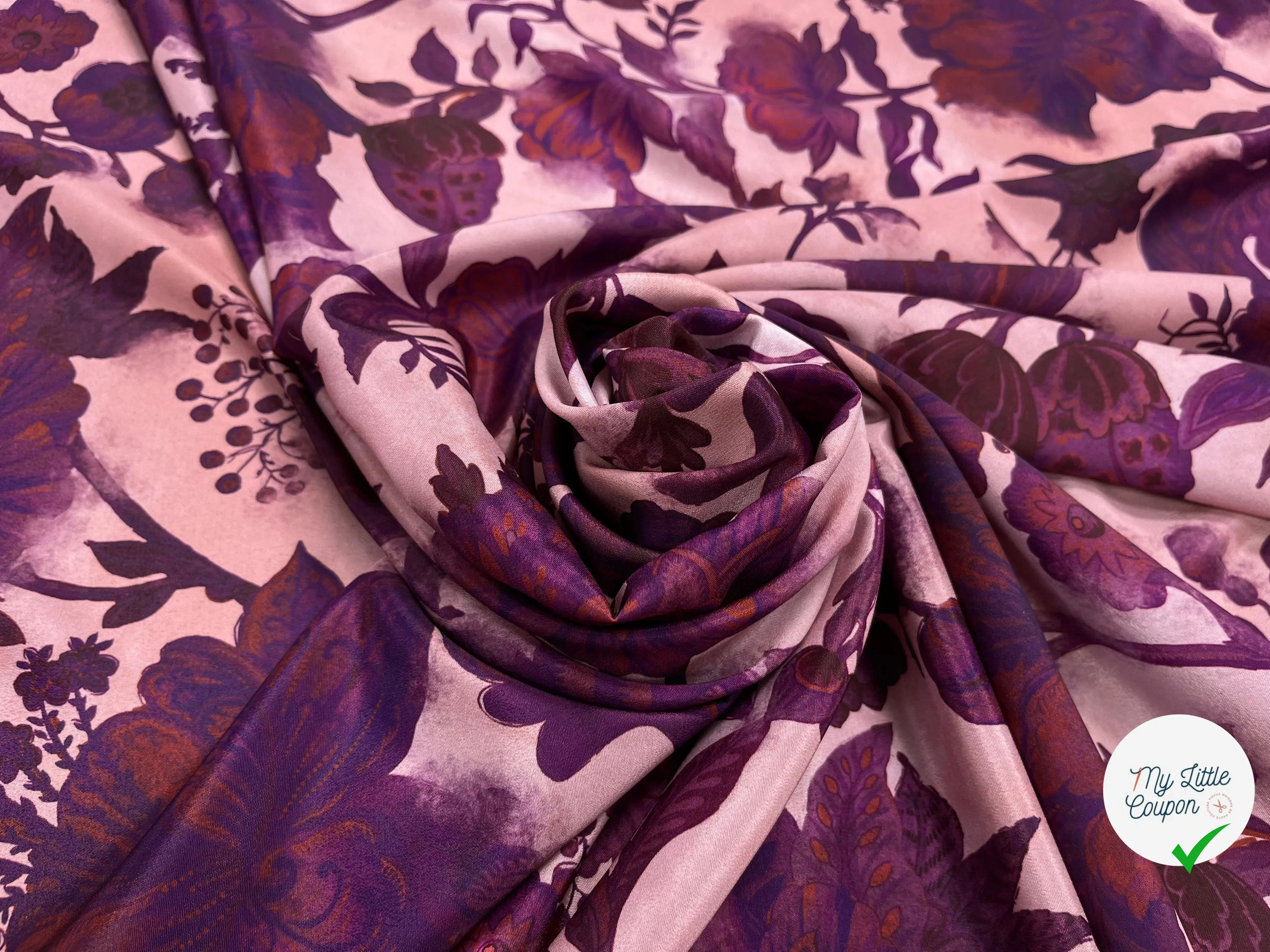 CRÊPE SATINÉ POLYESTER ROSE&VIOLET - My Little Coupon