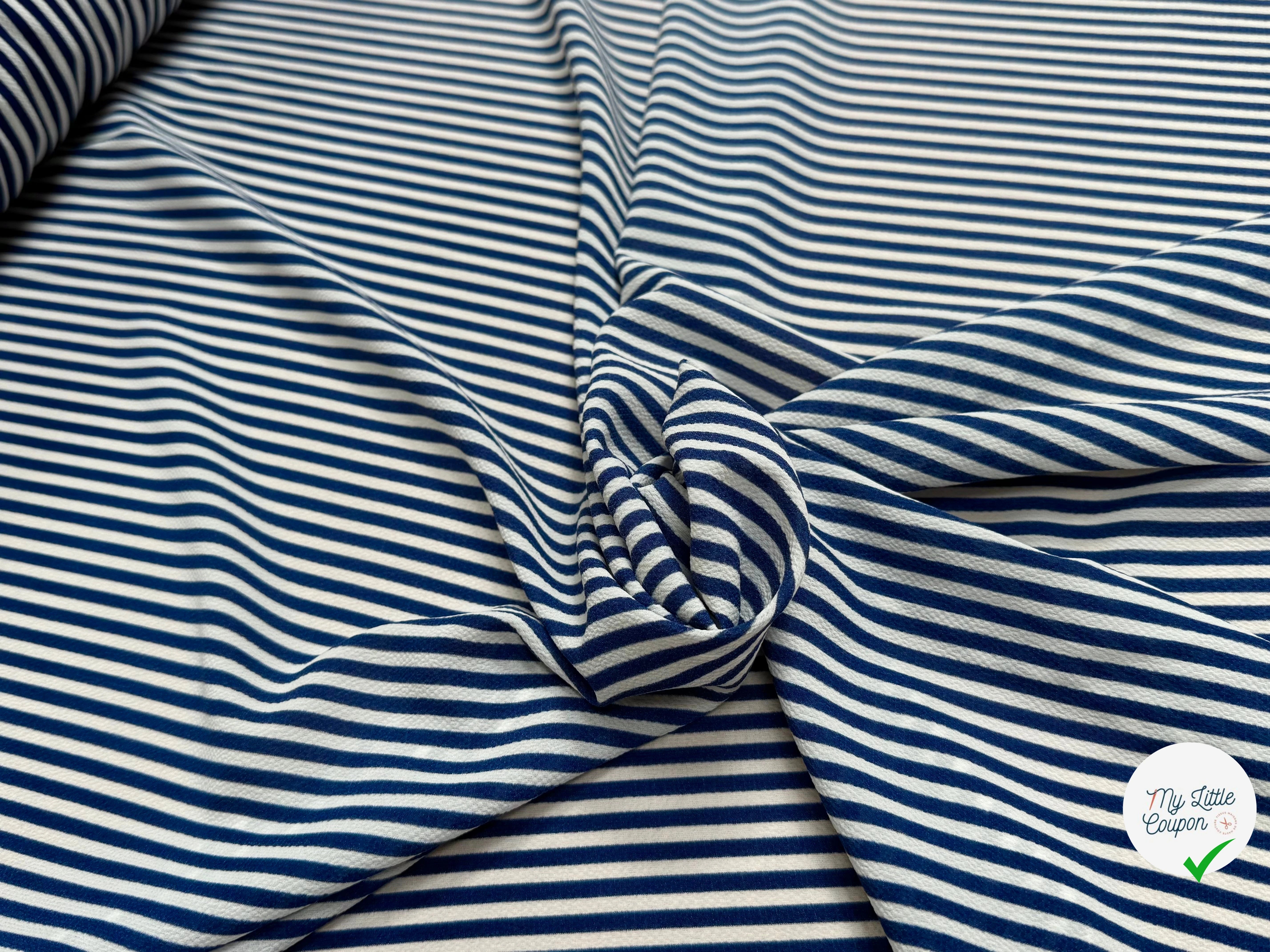 CREPE SEMI-GAUFFRÉ RAYURES BLEUES - My Little Coupon