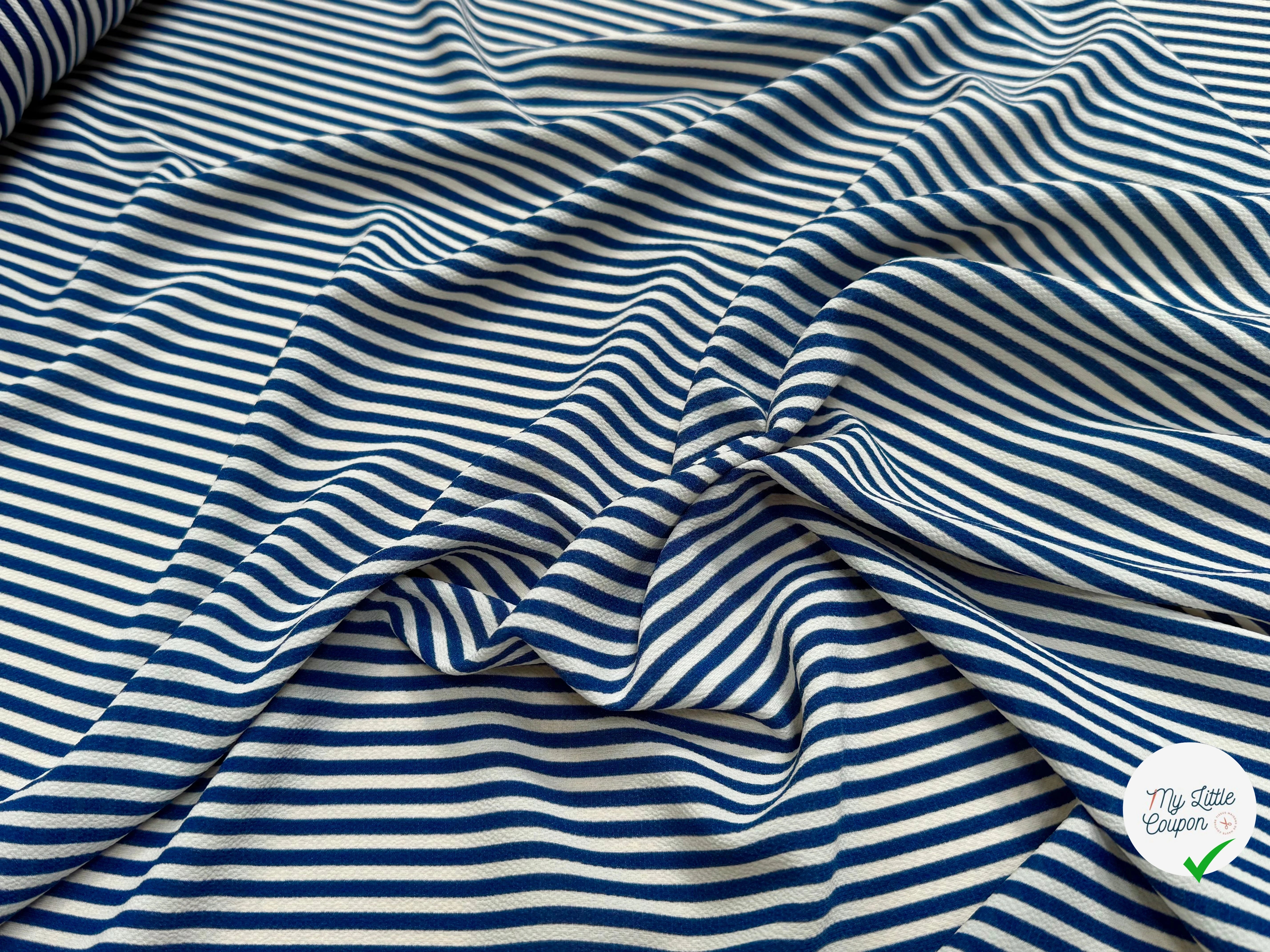 CREPE SEMI-GAUFFRÉ RAYURES BLEUES - My Little Coupon