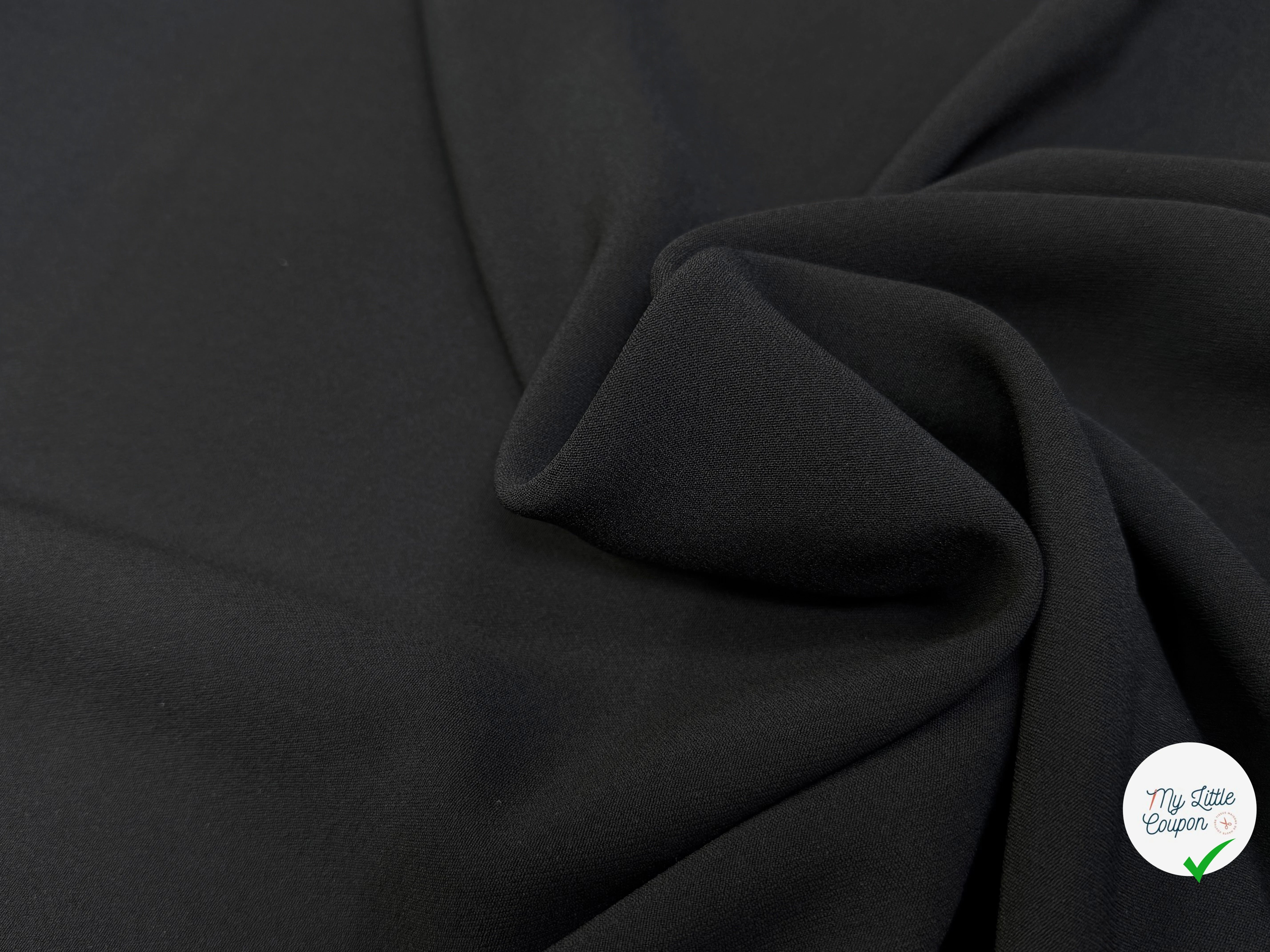 CREPE SEMI-LOURD ACETATE VISCOSE SURTEINTURE NOIR - My Little Coupon