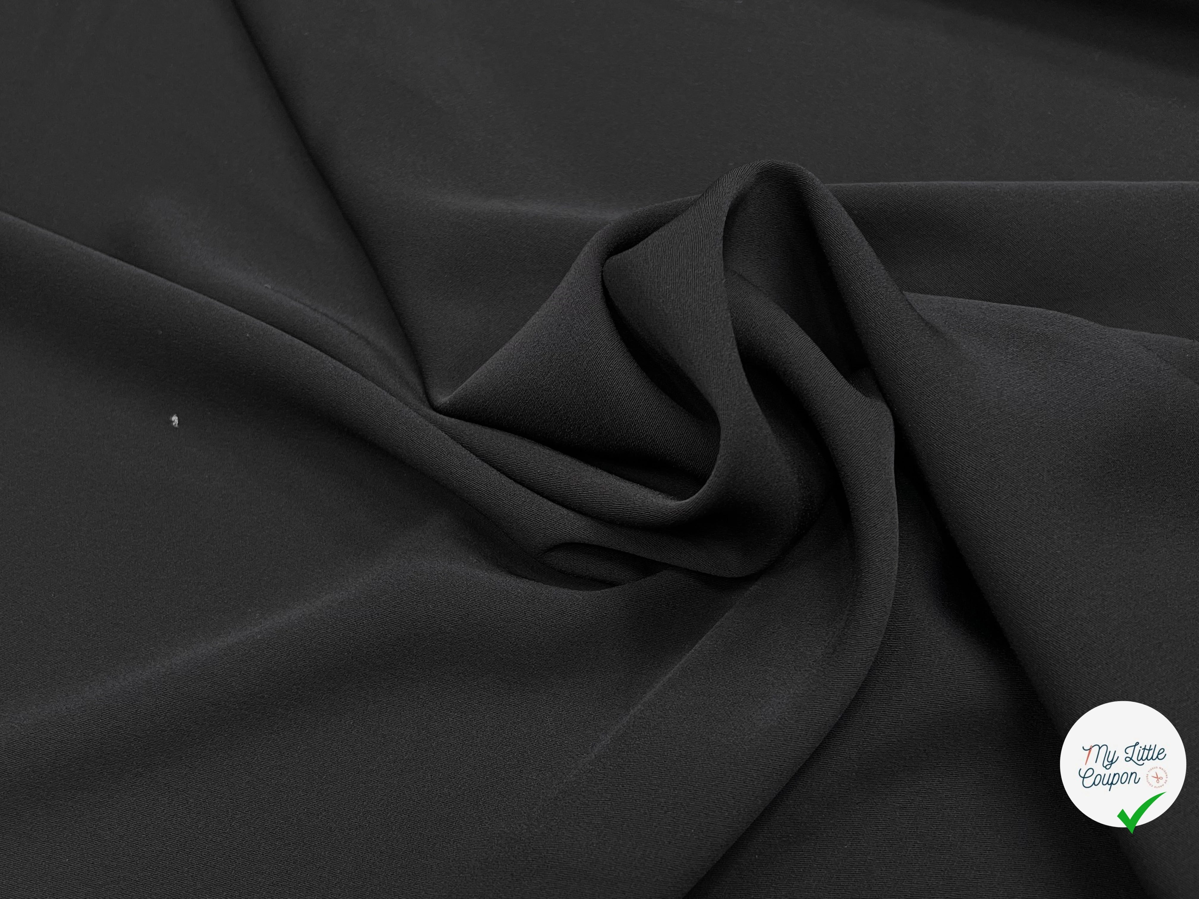 CREPE SEMI-LOURD FLUIDE NOIR LÉGÈREMENT SATINÉ 145CM - My Little Coupon