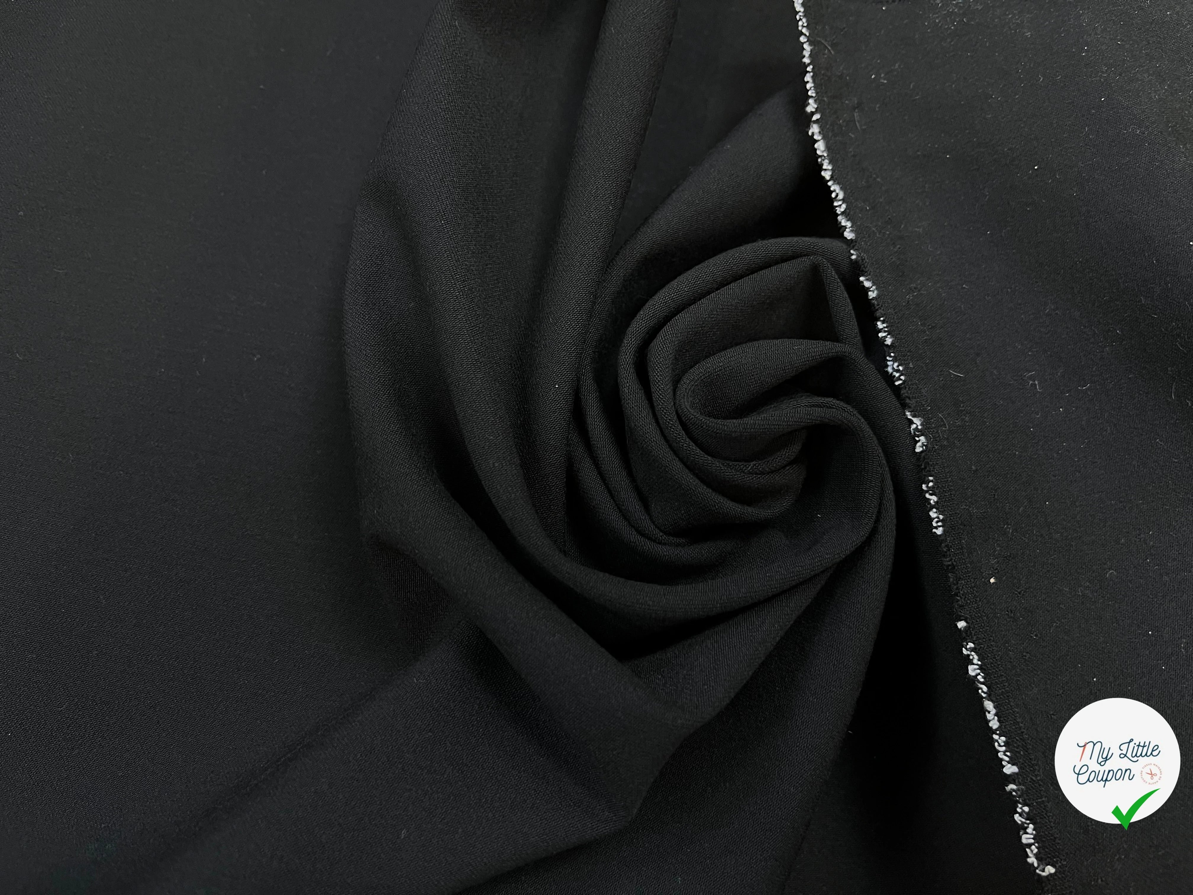 CREPE SEMI LOURD POLYESTER NOIR & STRETCH - My Little Coupon