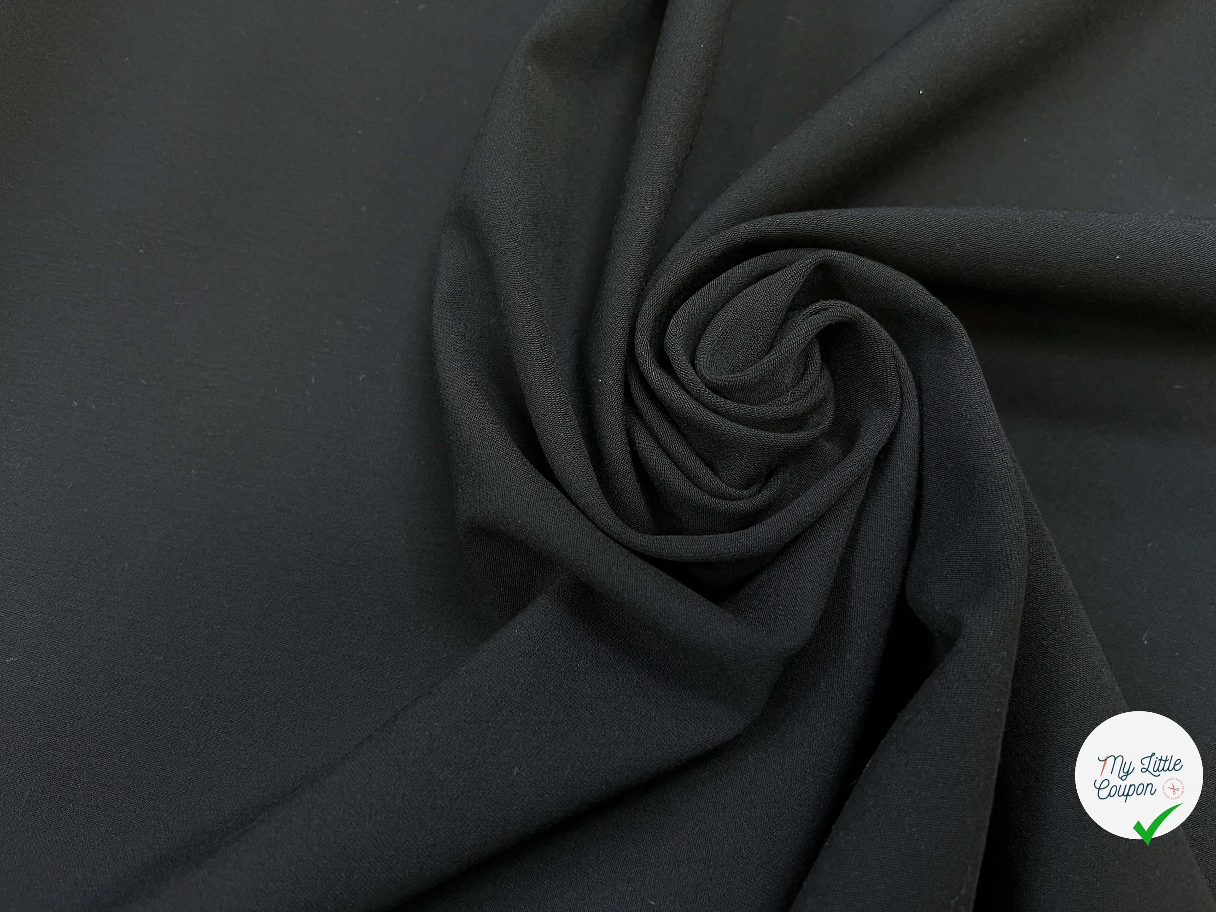 CREPE SEMI LOURD POLYESTER NOIR & STRETCH - My Little Coupon