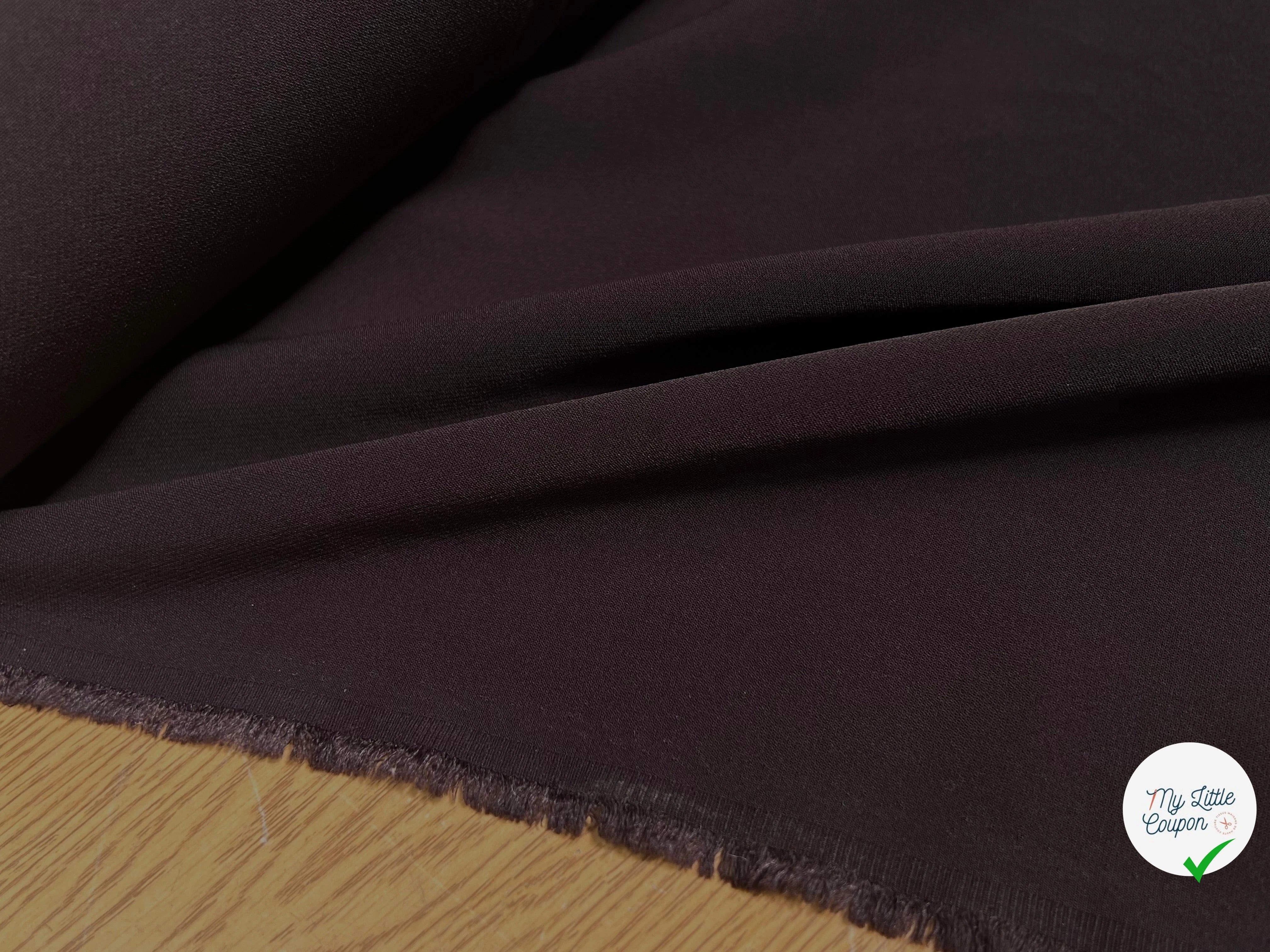 CREPE SEMI-LOURD STRETCH AUBERGINE FONCÉ - My Little Coupon