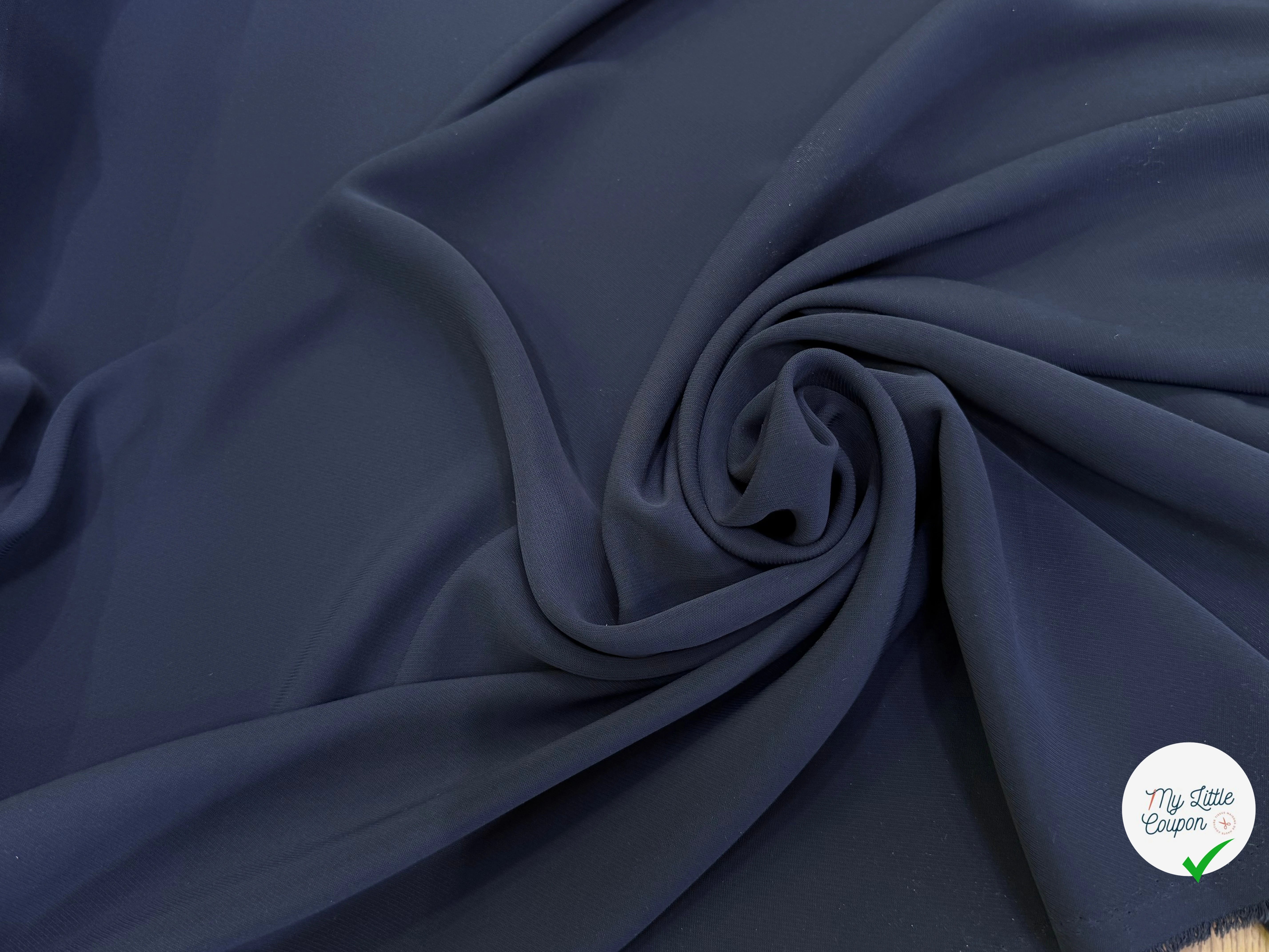 CREPE SERGÉ LOURD TOMBÉ FLUIDE BLEU CARBONE/MARINE - My Little Coupon