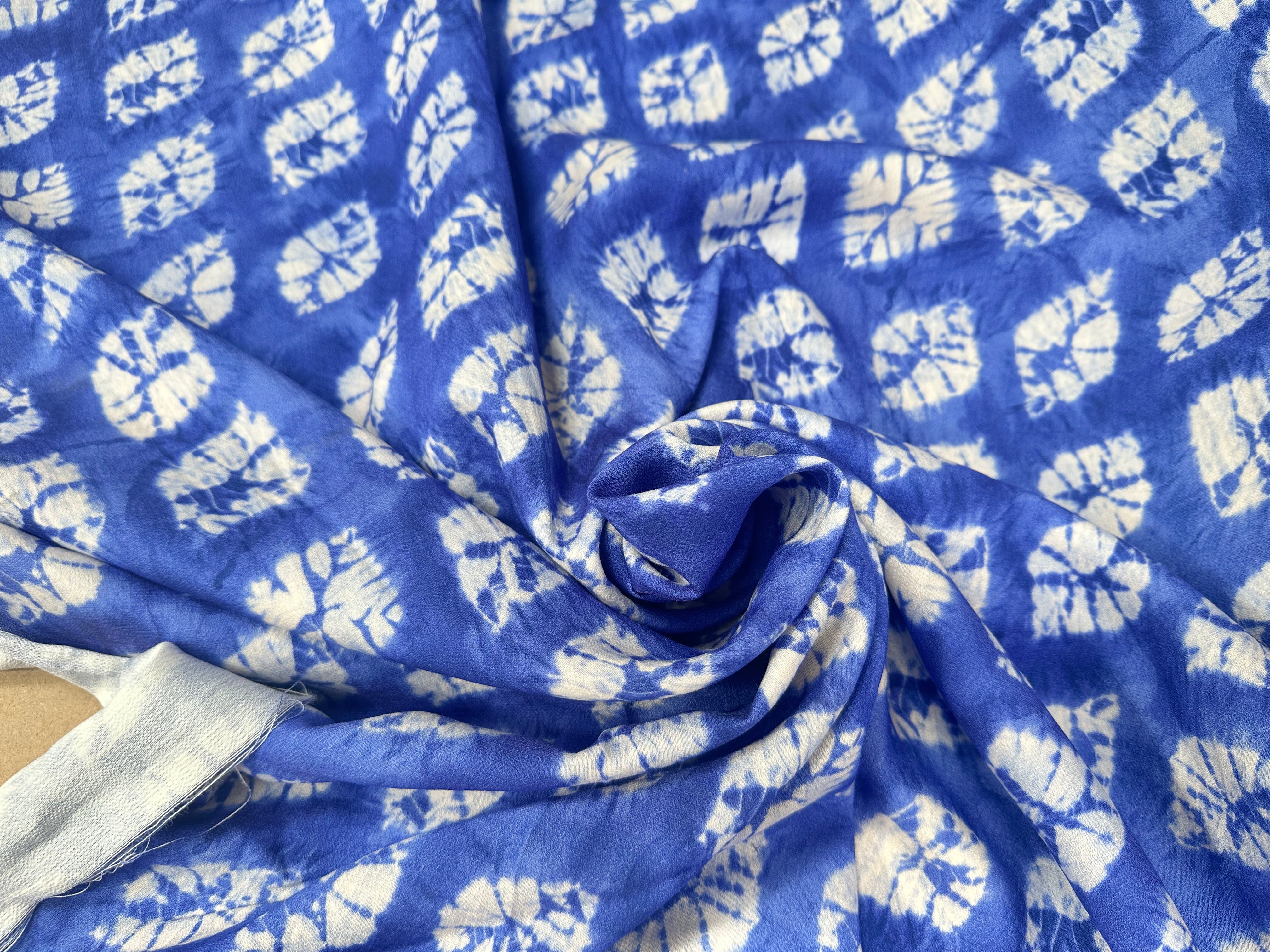 CREPE SHIBORI FOND BLEU SUPERBE TENUE - My Little Coupon