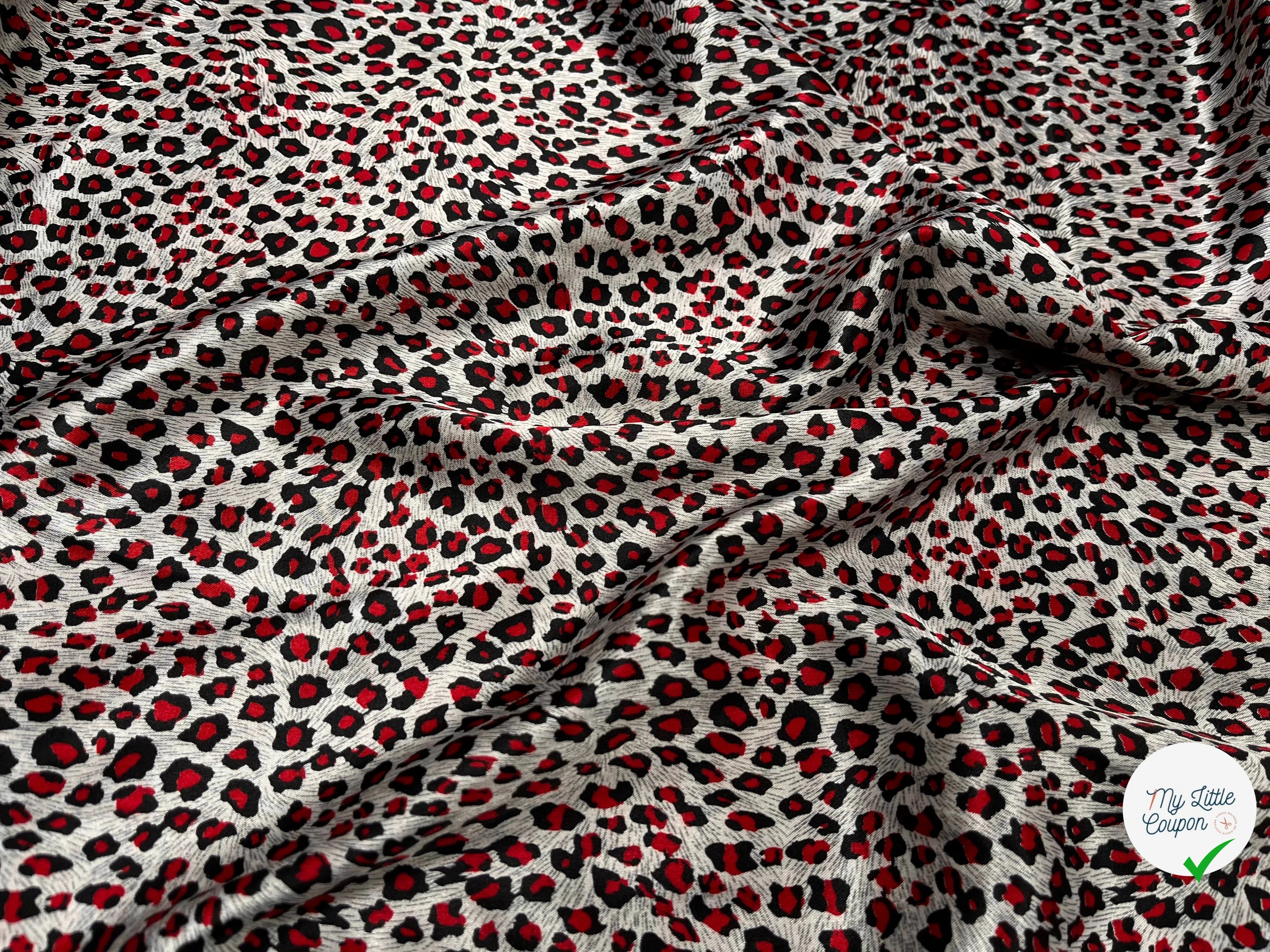 CREPE STINÉ POLYESTER IMPRIMÉ MOTIF ANIMAL LÉOPARD - My Little Coupon
