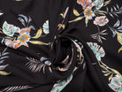 CREPE TESSUTO 100%VISCOSE FOND NOIR AVEC FEUILLES - My Little Coupon