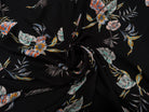 CREPE TESSUTO 100%VISCOSE FOND NOIR AVEC FEUILLES - My Little Coupon