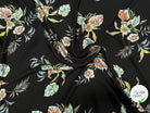 CREPE TESSUTO 100%VISCOSE FOND NOIR AVEC FEUILLES - My Little Coupon