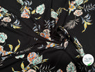 CREPE TESSUTO 100%VISCOSE FOND NOIR AVEC FEUILLES - My Little Coupon