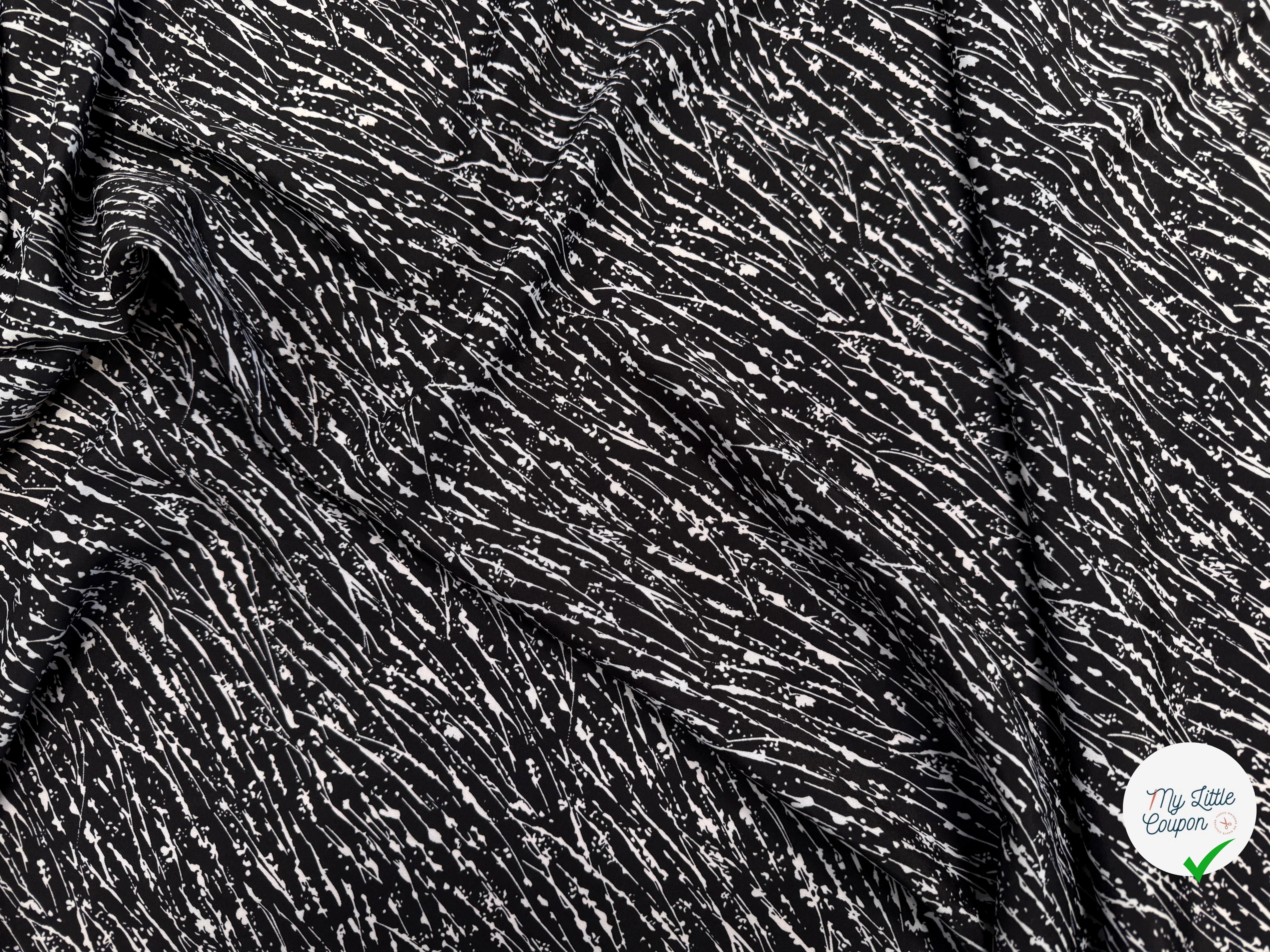 CREPE TRÈS LEGEREMENT TEXTURÉ PLUIE PEINTURE BLANCHE SUR FOND NOIR - My Little Coupon