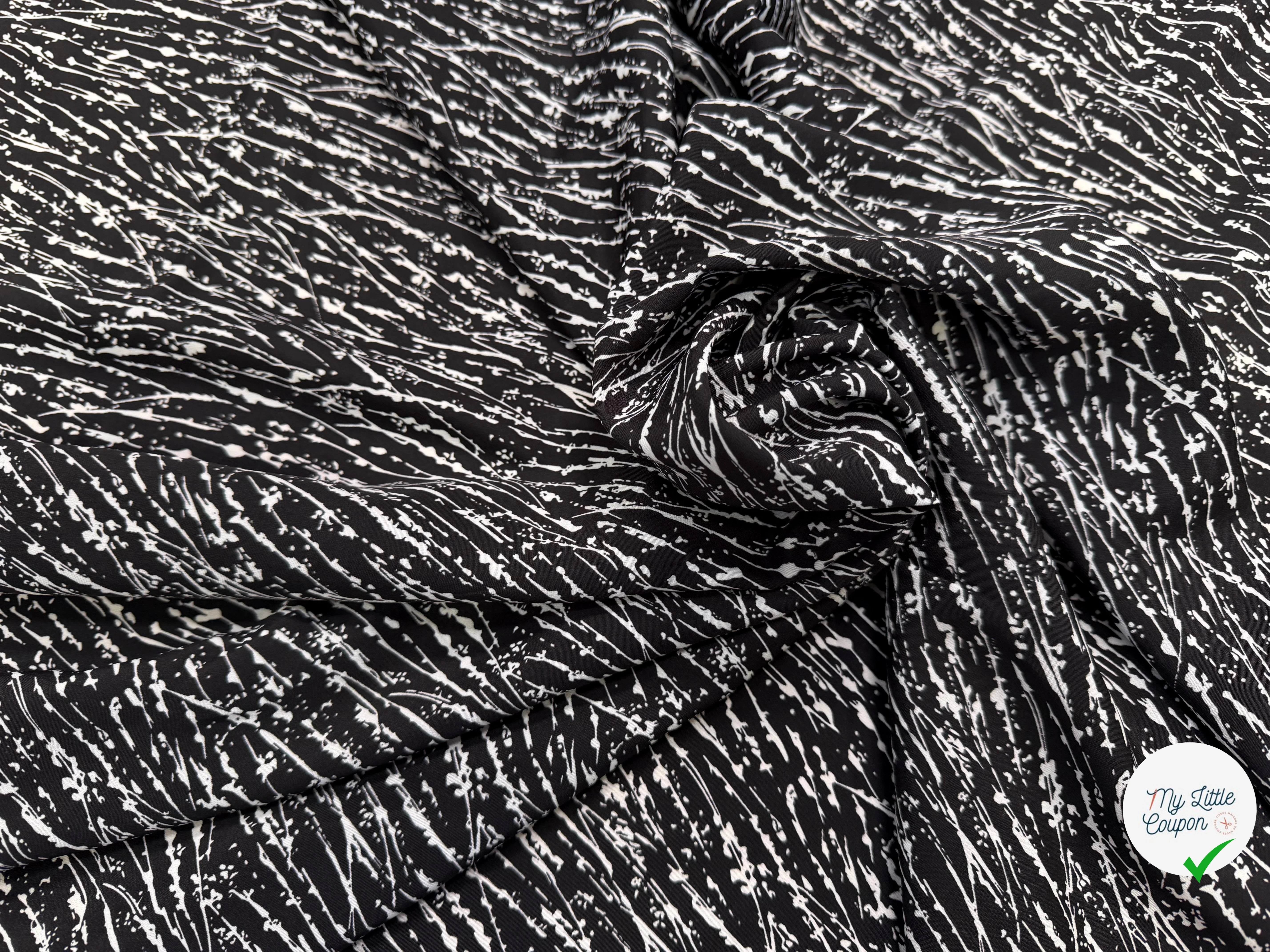 CREPE TRÈS LEGEREMENT TEXTURÉ PLUIE PEINTURE BLANCHE SUR FOND NOIR - My Little Coupon