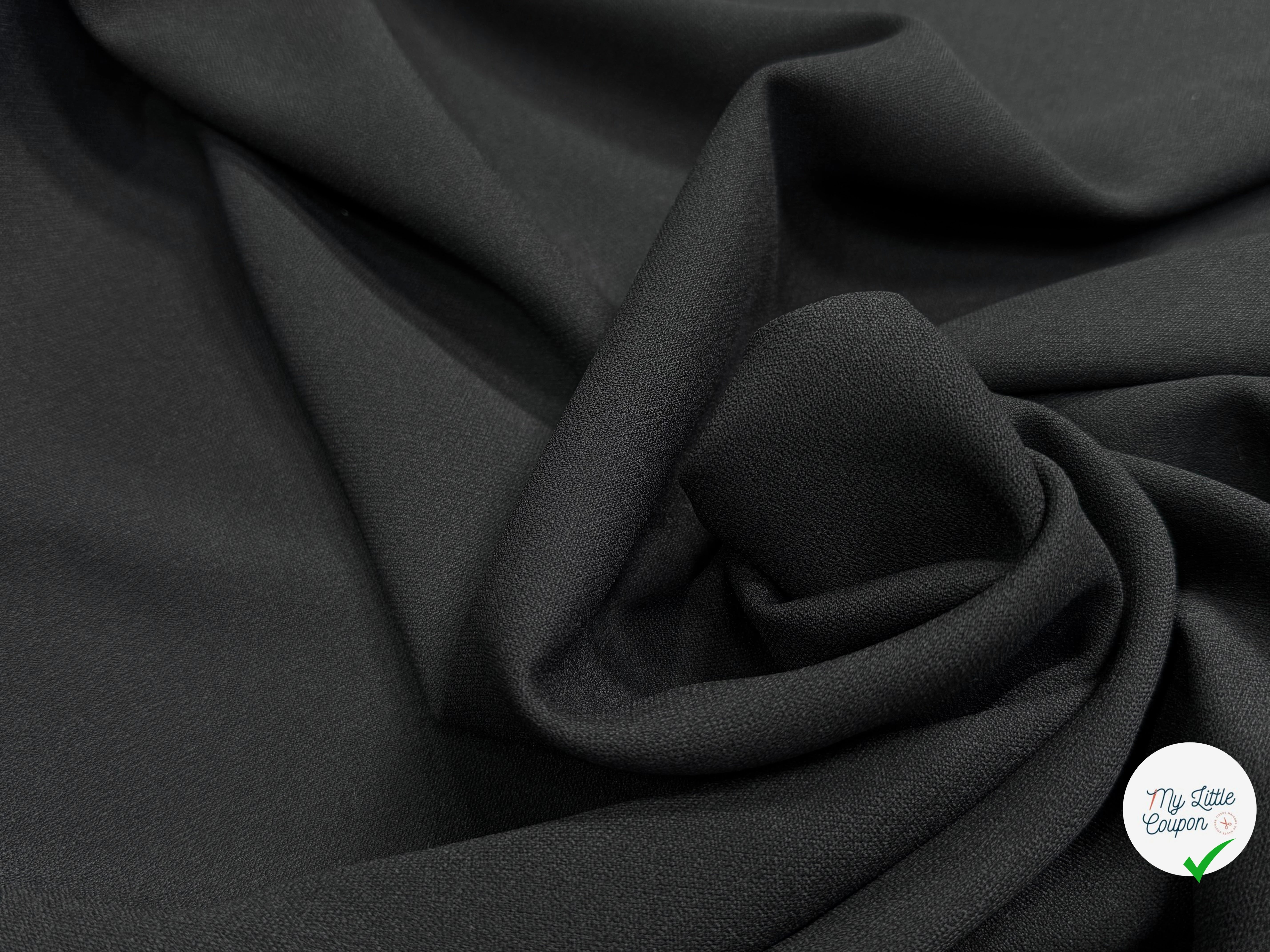 CREPE VISCOSE ACETATE STRETCH SÉMI-LOURD NOIR 50% VISCOSE 4% ÉLASTHANNE - My Little Coupon