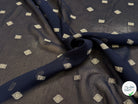CREPE VISCOSE BLEU MARINE MOTIF TISSÉ GÉOMETRIQUE 100% VI - My Little Coupon