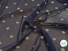 CREPE VISCOSE BLEU MARINE MOTIF TISSÉ GÉOMETRIQUE 100% VI - My Little Coupon