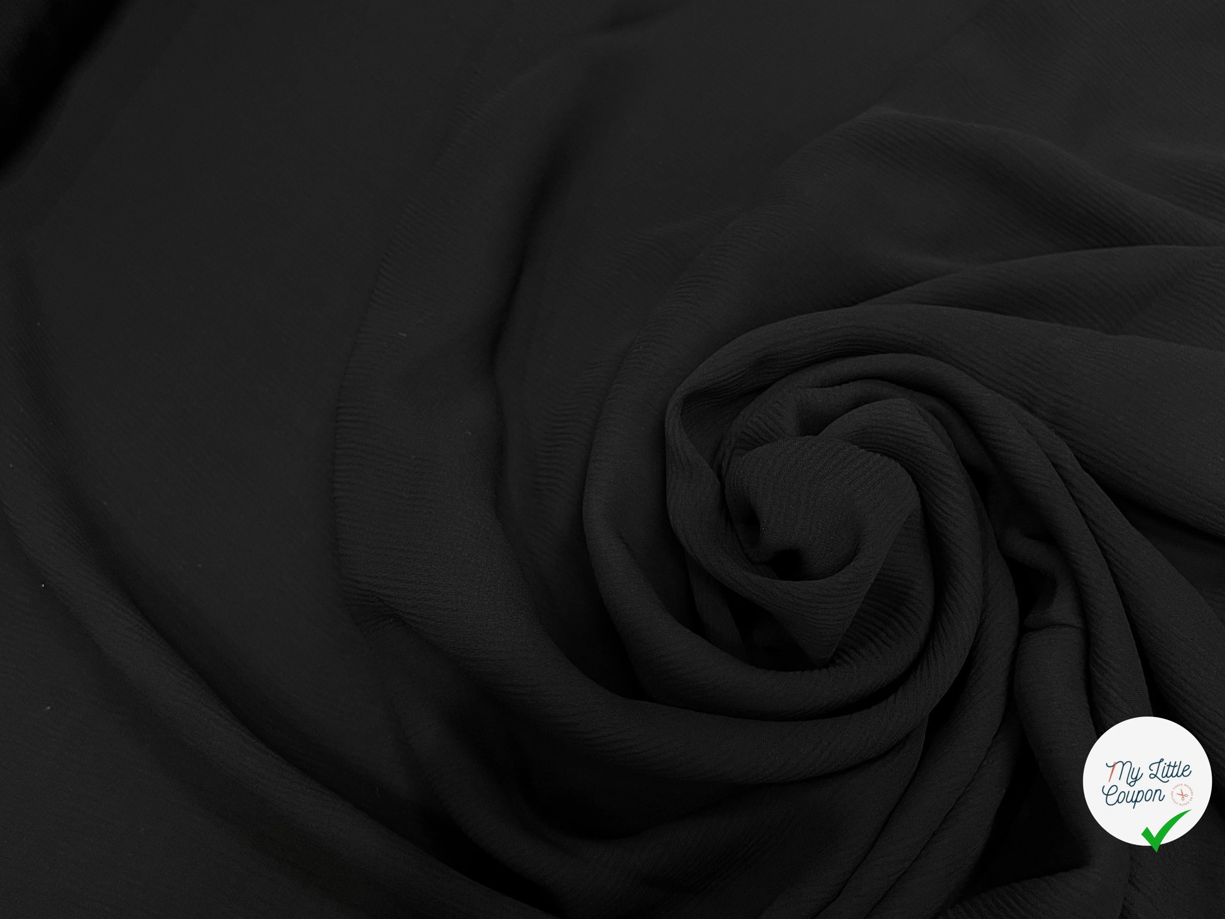 CREPE VISCOSE CHIC TOMBÉ FAÇON PLISSÉE NOIR 100% VISCOSE - My Little Coupon