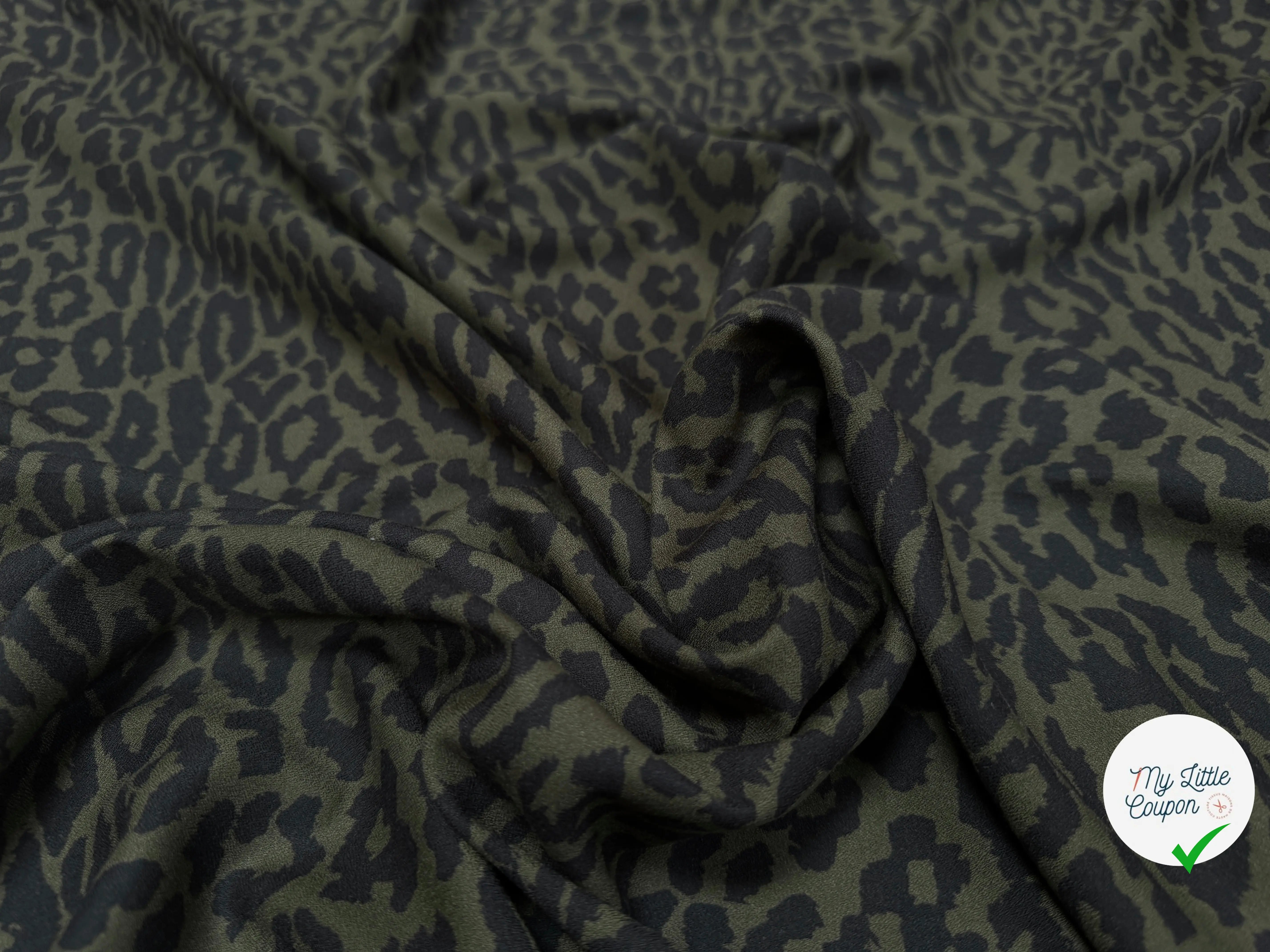 CRÊPE VISCOSE FALL PANTHER KAKI - My Little Coupon