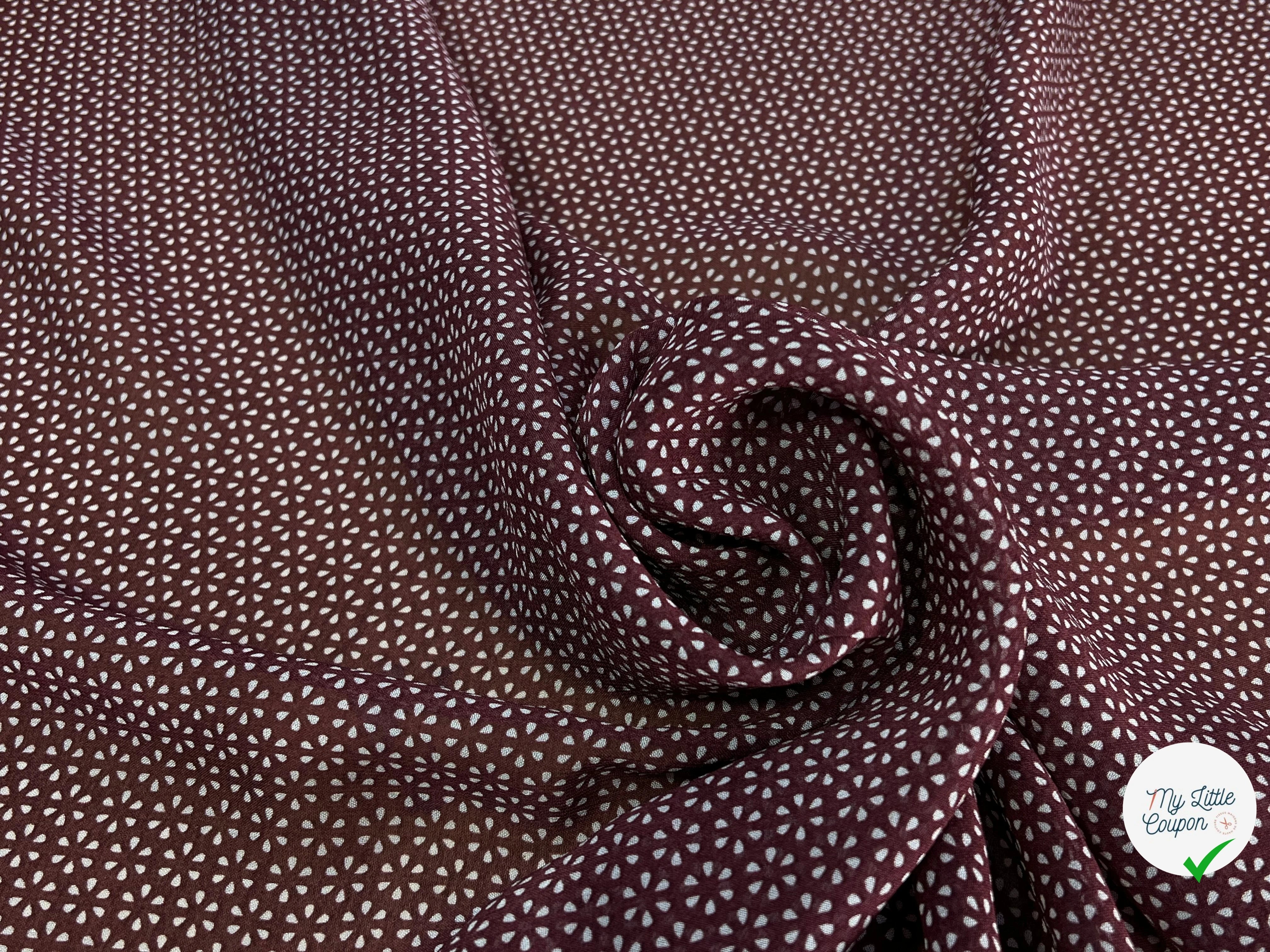 CREPE VISCOSE FEUILLAGE BOURGUNDY - My Little Coupon