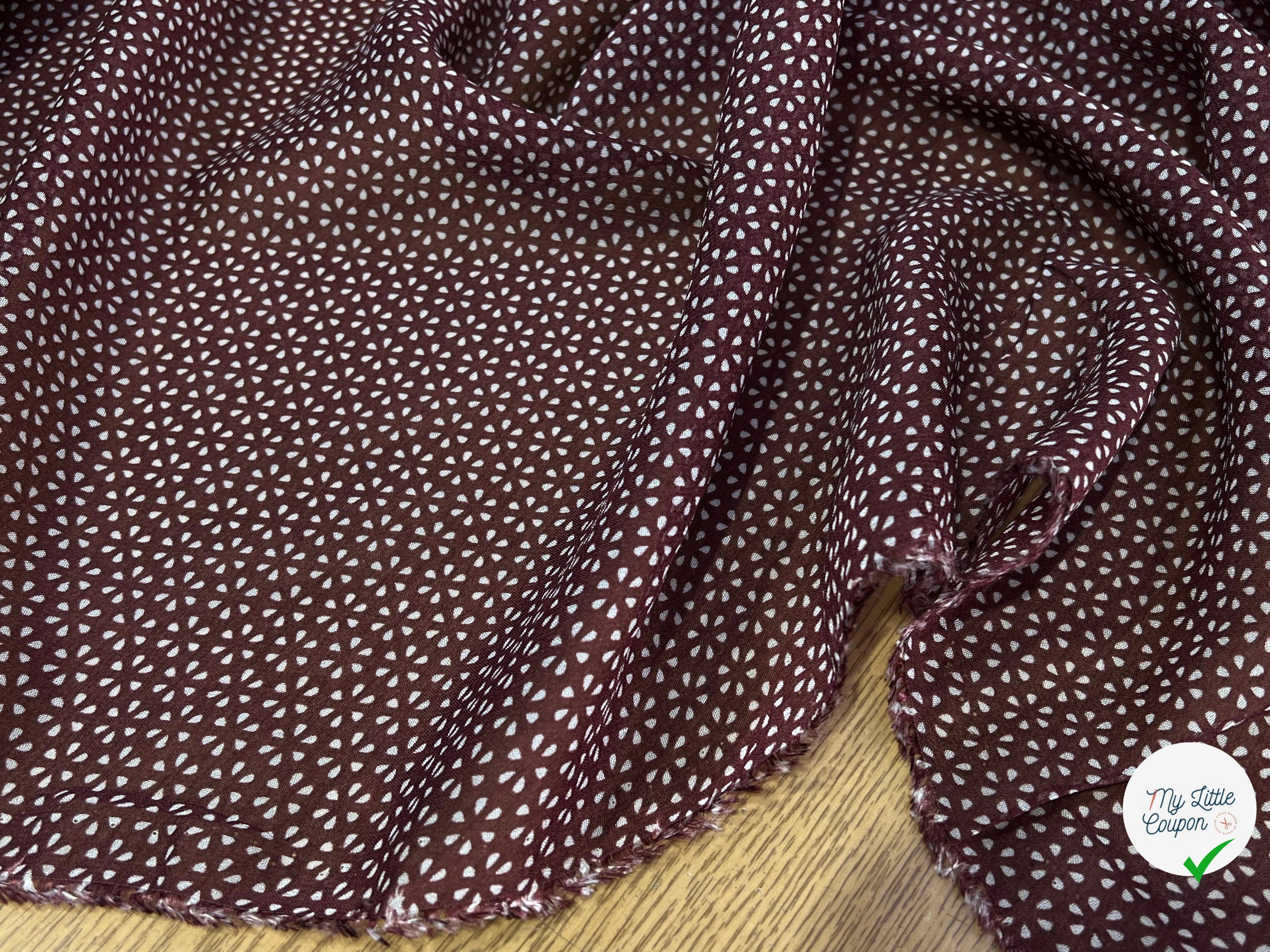 CREPE VISCOSE FEUILLAGE BOURGUNDY - My Little Coupon