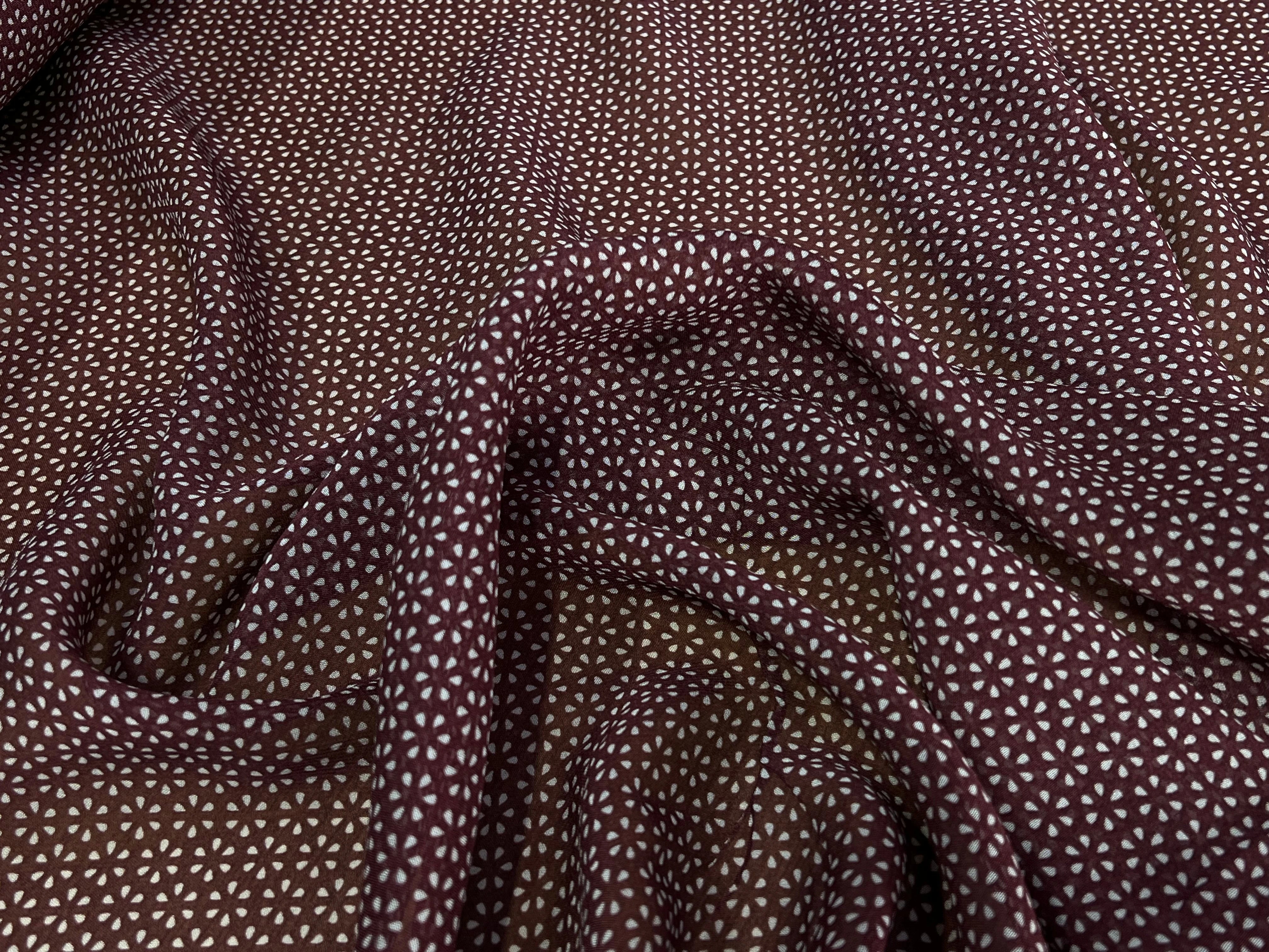 CREPE VISCOSE FEUILLAGE BOURGUNDY - My Little Coupon
