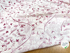 CRÊPE VISCOSE FOND BLANC MOTIFS COLOMBES ET TREFFLES ROSE - My Little Coupon