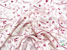 CRÊPE VISCOSE FOND BLANC MOTIFS COLOMBES ET TREFFLES ROSE - My Little Coupon